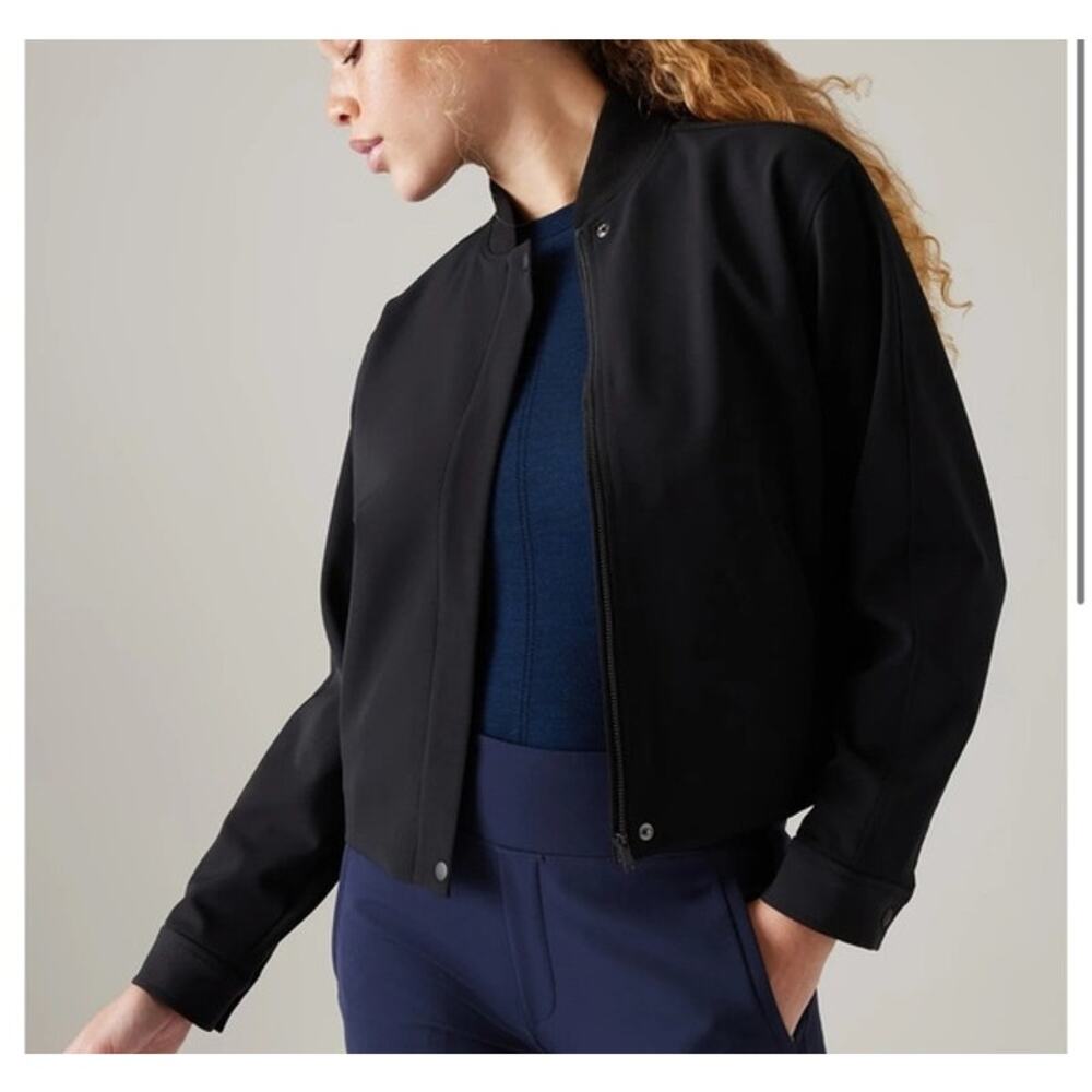 Athleta Endless Bomber Jacket- Medium- Black